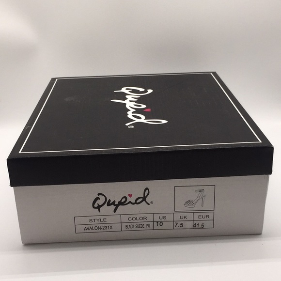 Qupid Ladies Platform Black Suede 5” Heels Pumps Open Toe Black Suede Size 10 - Picture 16 of 16